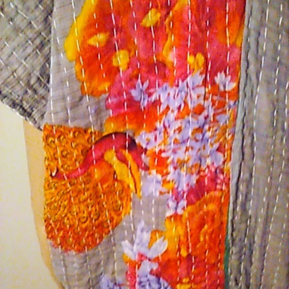 Kantha "Free Spirit" Long Kimono Reversible XL & Under Peacocks Handmade New - Picture 8 of 16